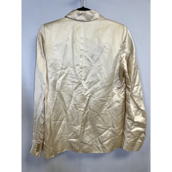 BIRGITTE HERSKIND Single Breasted Satin One Button Blazer Jacket Beige Size S - Picture 7 of 10